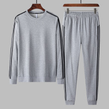 棉三条杠情侣运动服套装男大码宽松休闲外套运动装跑步衣服一套