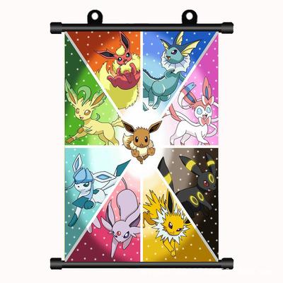 动漫挂画 神奇宝贝周边 日本卷轴挂画布画装饰画动漫周边定制批发