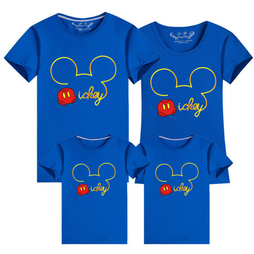  new parent-child summer clothing cartoon Mickey cotton short-sleeved family of three family wear round neck T-shirt mother and daughter