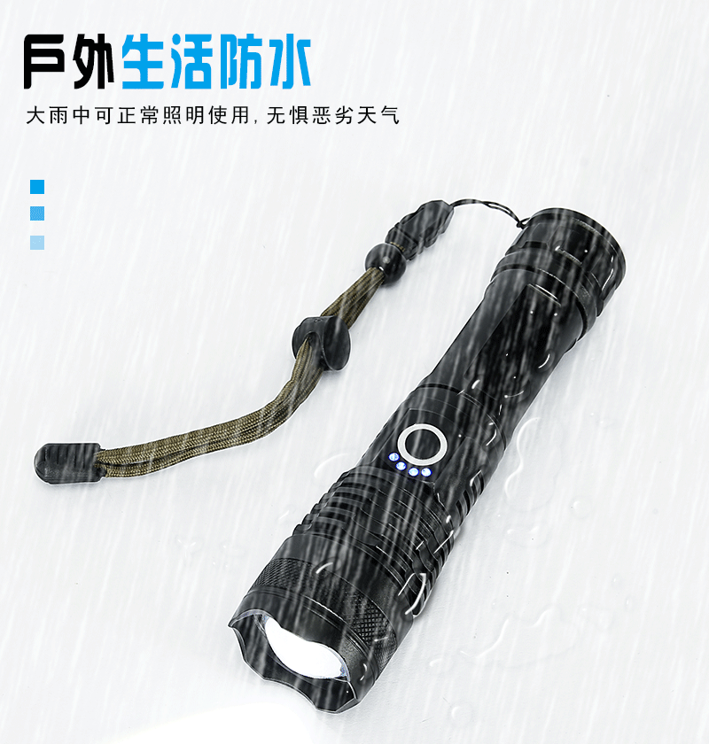 Cross-border bestseller USB flashlight, outdoor aluminum alloy strong light flashlight, new battery display flashlight gift wholesale pic 10