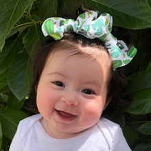 欧美儿童发夹DIY布艺宽蝴蝶结发卡发饰 婴幼儿头饰印花宝宝配饰