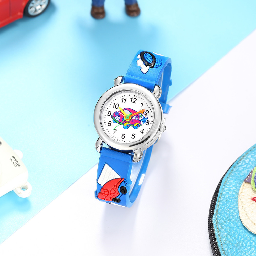 New Children's Watch Cute Colored Car Pattern Quartz Watch Colored Plastic Band Watch display picture 3