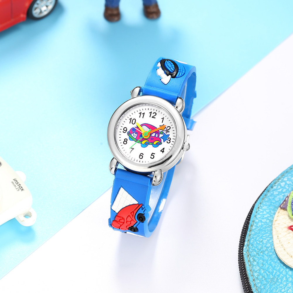 Reloj Para Niños Nuevo Reloj De Cuarzo Con Patrón De Coche De Color Lindo Reloj De Banda De Plástico De Color display picture 3