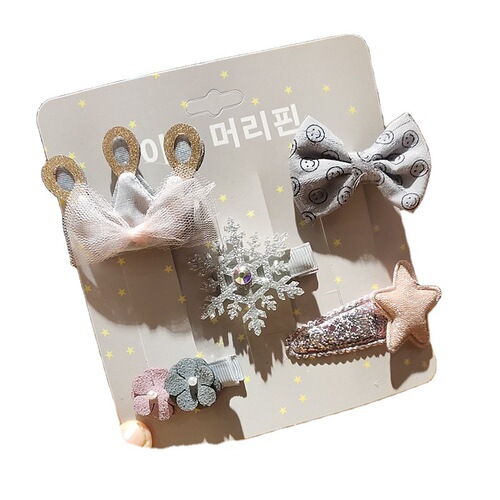 Children's hair accessories bangs clip new Korean style accessories cartoon bow hair clip set card set 5 pieces