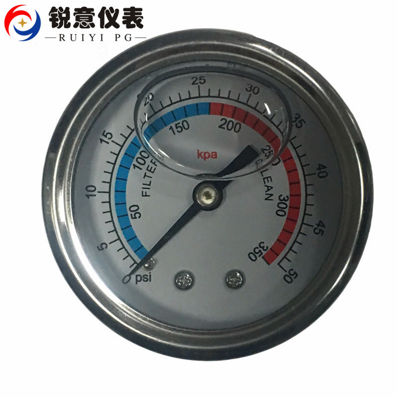 泳池耐震压力表 0-50PSI 砂缸专用耐震压力表 水处理压力表