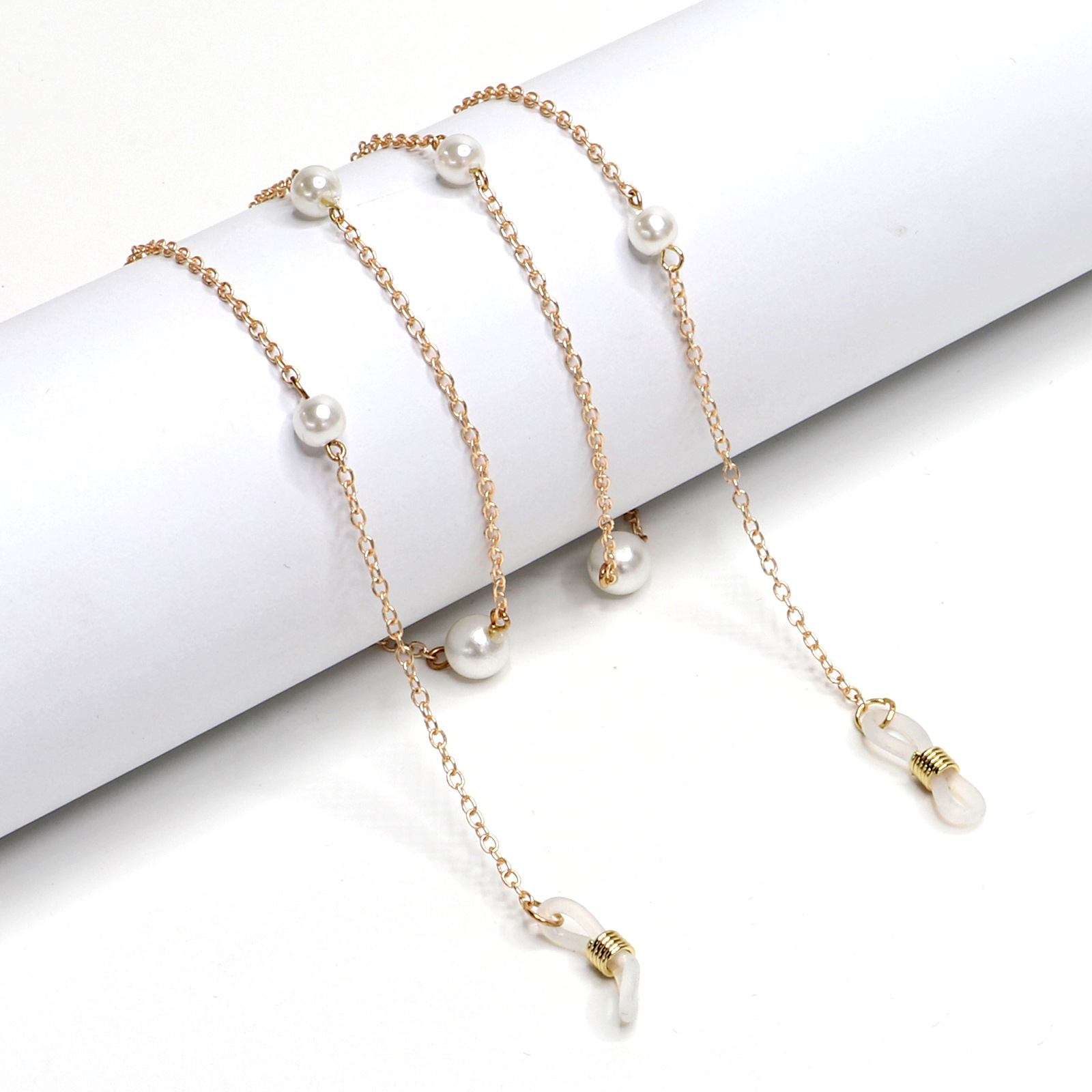 New Ladies Simple Imitation Pearl Metal Glasses Chain Fashion Glasses Accessories Chain Silicone Anti-skid Glass Chain Wholesale display picture 2