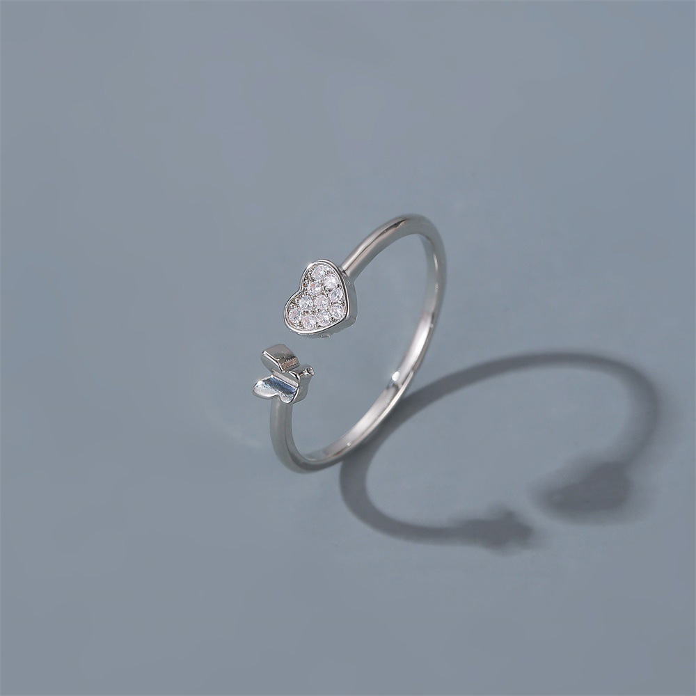 New  Love Butterfly Adjustable Ring display picture 5