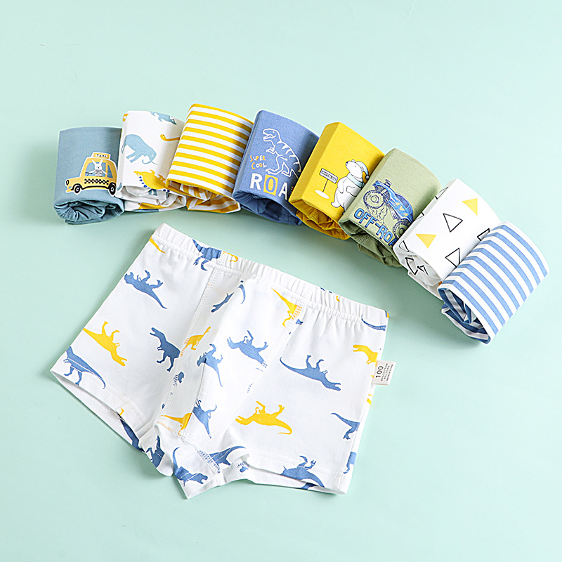 เสื้อผ้าเด็ก儿童内裤男童卡通平角裤纯棉宝宝四角裤中大小童全棉小孩短裤批发  