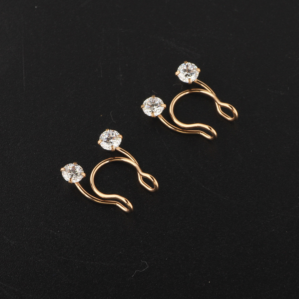 Stainless Steel Fake Nose Ring Zircon Nose Piercing Jewelry Body Nose Clip detail image 11
