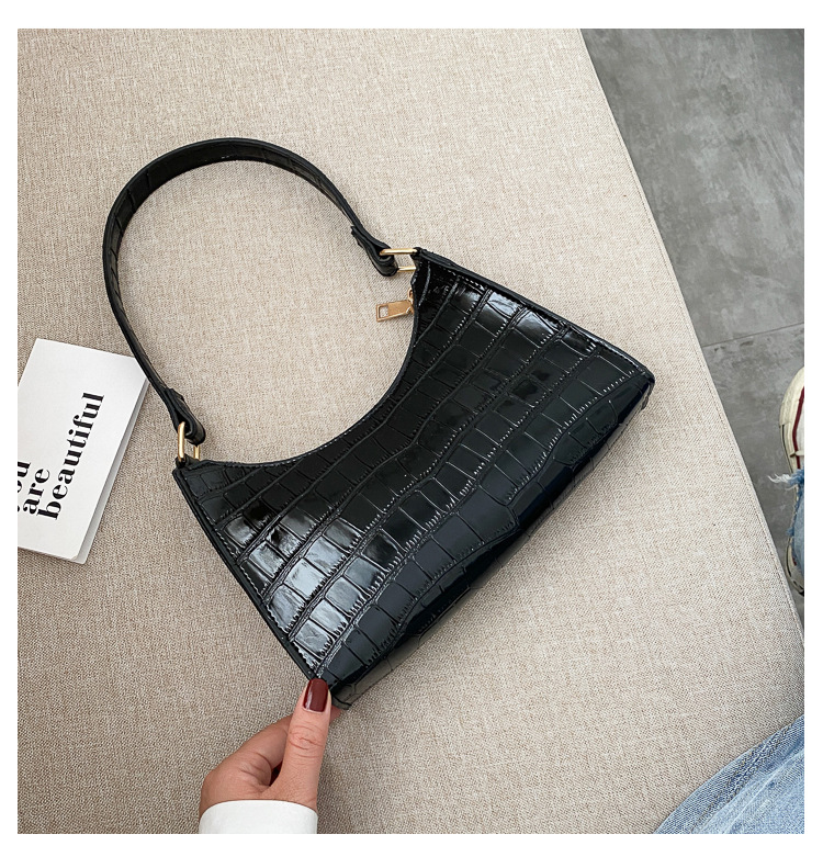 Stone Pattern Zipper Solid Color Shoulder Underarm Bag Wholesale Nihaojewelry display picture 4