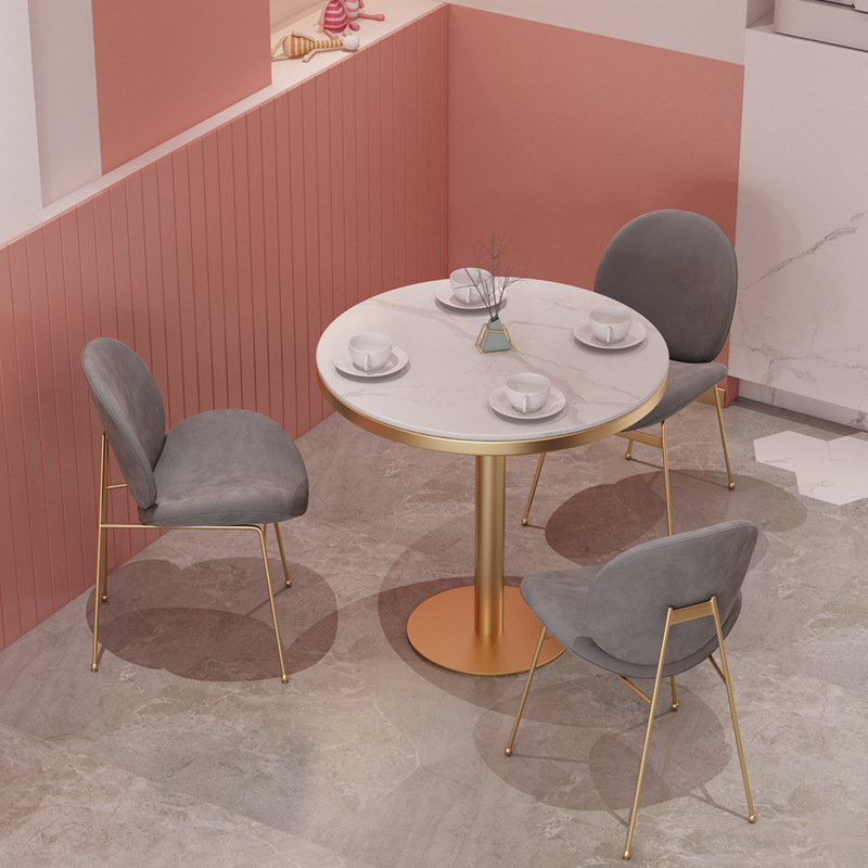 Scandinavian Negotiation Table and Chair Combination Net Red Restaurant Shop Marble Small Round Table Furniture Cafe Balcony Casual