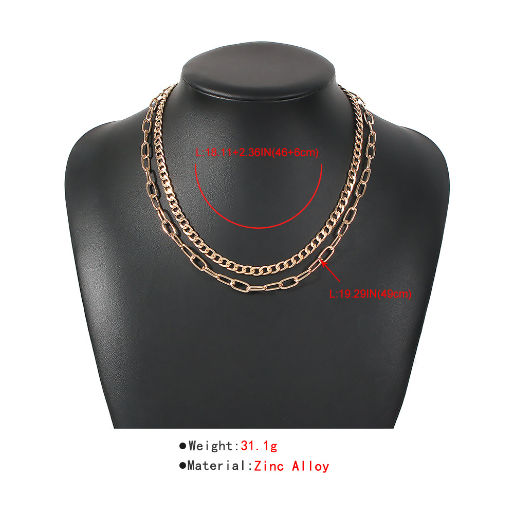 Simple Punk Style Double Layer Retro Alloy Exquisite Necklace display picture 4