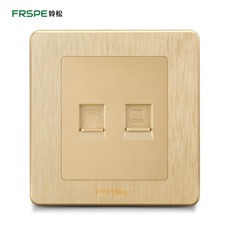 Panel de enchufe de interruptor de pared de oro cepillado 86 tipo de teléfono de computadora de una sola pieza de panel de toma de fábrica al por mayor