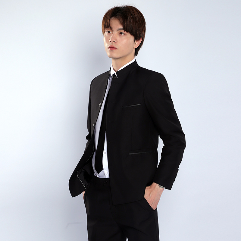 man Groomsman Suit Chinese style marry man 's suit Three-piece Suite Youth Korean Edition Self cultivation Stand collar Chinese style