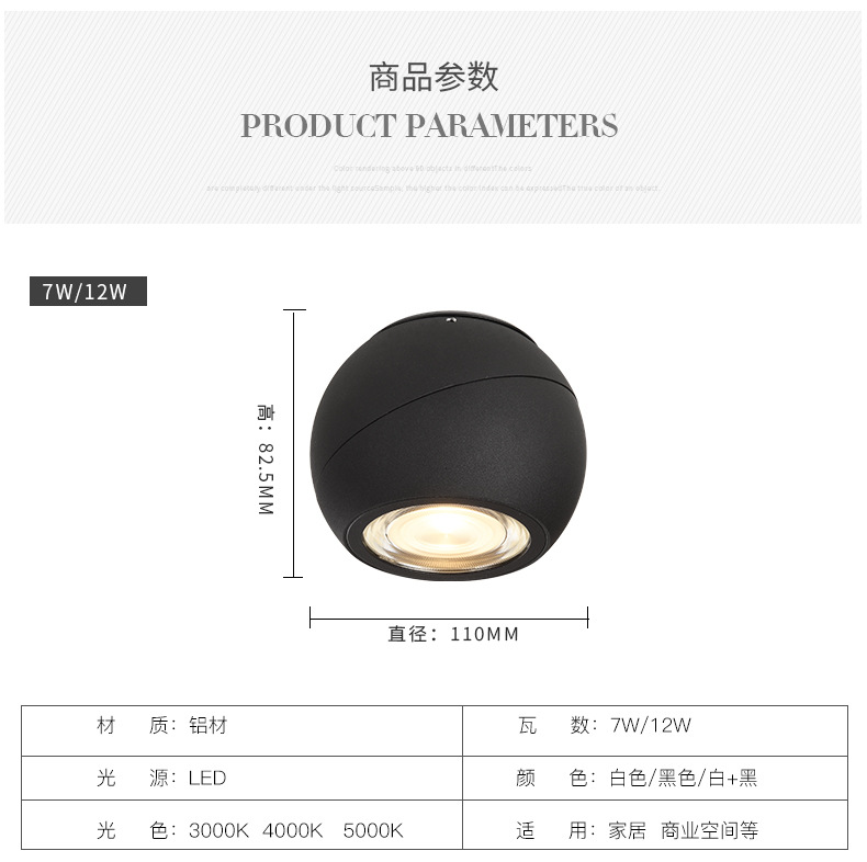 苹果球形明装轨道射灯208