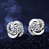 Fashionable zirconium, earrings, accessory, Korean style, four-leaf clover, wholesale