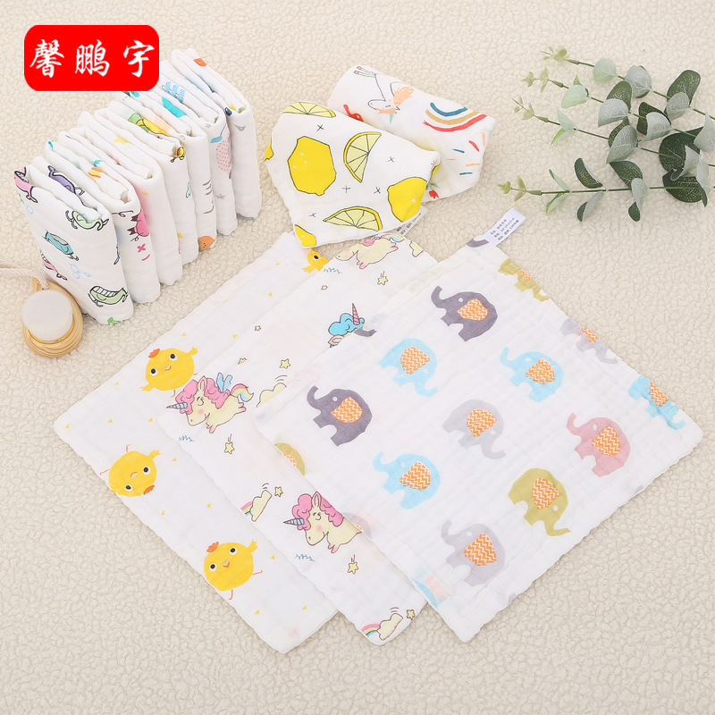 新生兒方巾 批發泡泡紗六層褶皺水洗小方巾寶寶洗臉兒童方巾