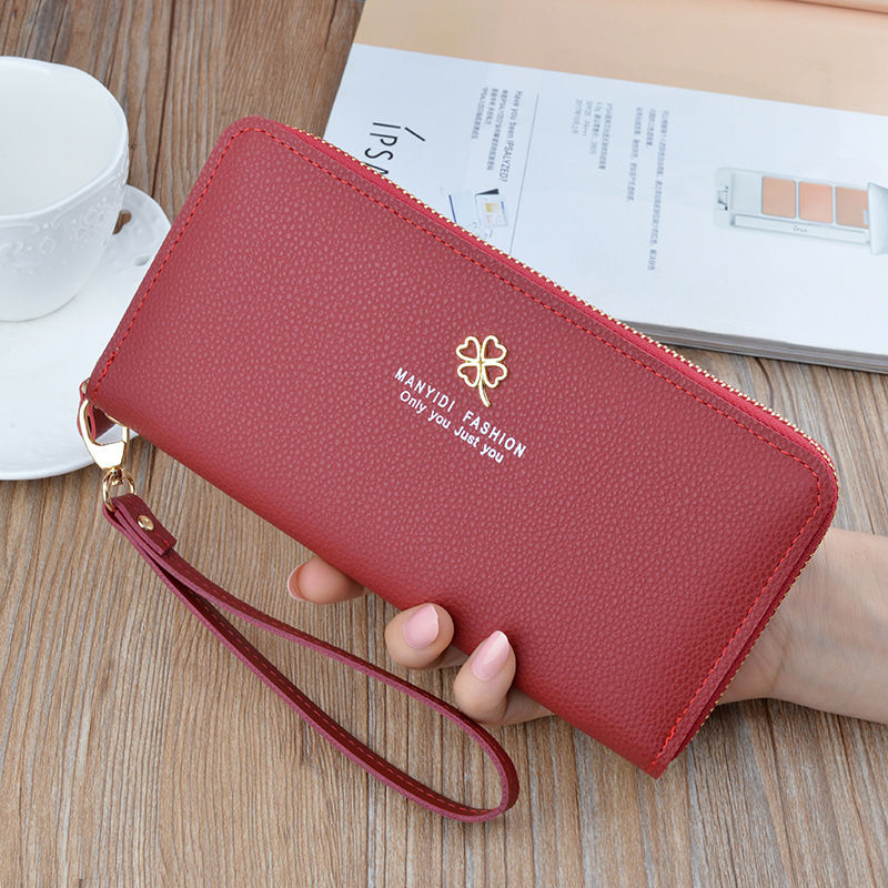 new pattern Clover wallet lady have more cash than can be accounted for zipper High-capacity fashion Litchi Wallet Mother hand Mobile phone bag
