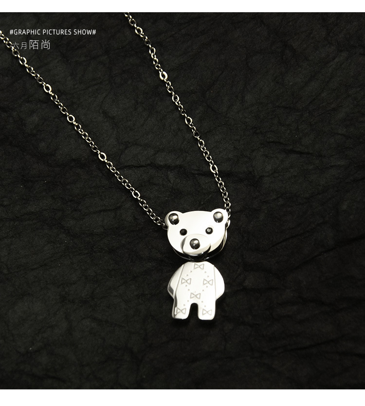 Simple Bear Stainless Steel Material Plated Necklace display picture 5