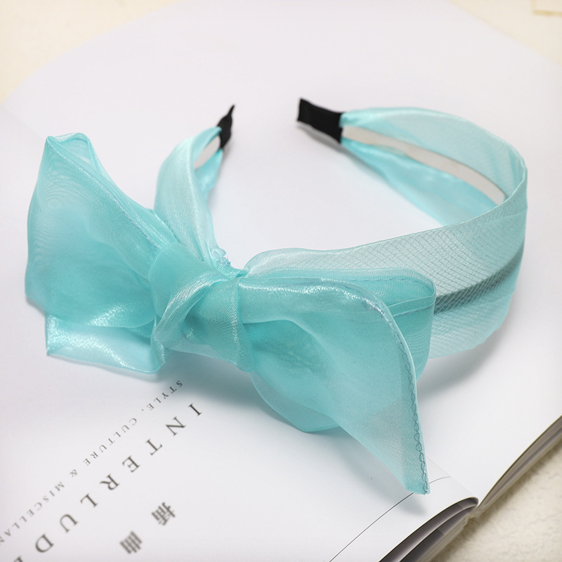 Korean New Style Fashion Silk Yarn Bowknot Wide Mesh Gauze Cheap Headband Wholesale display picture 15