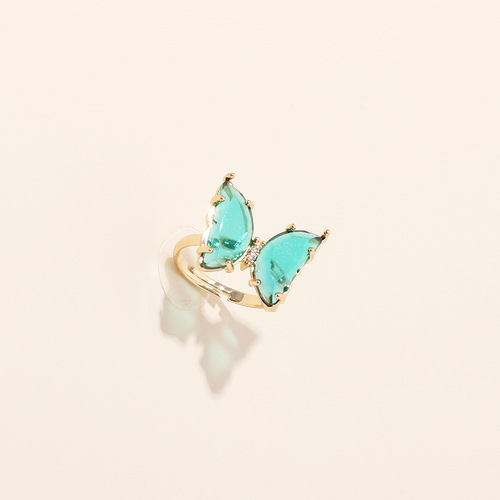 Forest style acrylic butterfly color transparent live ring female ins internet celebrity trendy female simple fashion super fairy ring