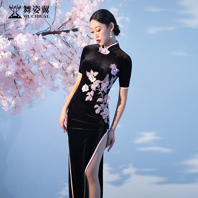 Dancing Wing Etiquette Clothes Body Clothes Women's Cheongsam 2020 New Classical Training Clothes for Walking Show Practice Clothes XT503 Dancing Wing Etiquette Clothes Body Clothes Women's Cheongsam 2020 New Classical Training Clothes for Walking Show Practice Clothes XT503