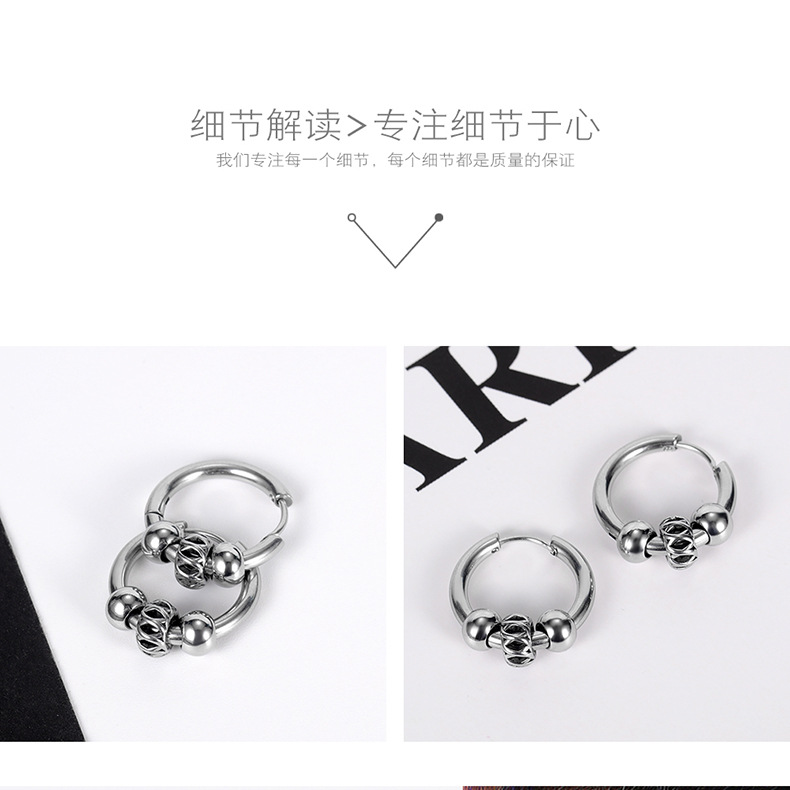 Korea Beaded Stainless Steel Earrings Student Fashion Wild Earrings Jewelry Wholesale Nihaojewelry display picture 4