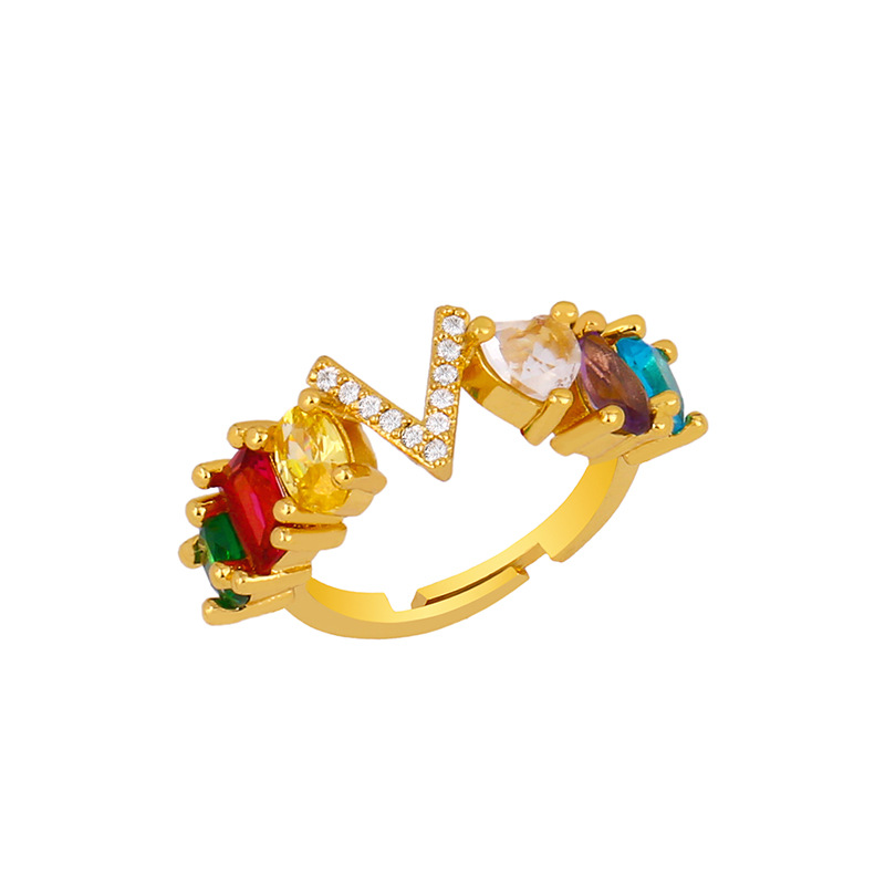 12g Weight 18K Gold Plated Plating Material Artificial Gemstones Inlay Material Birthday Occasion Copper Material Letter Pattern Women'S Gender Plating Design Fashion Style Fashion Letter Copper 18k Gold Plated Artificial Gemstones In Bulk 23