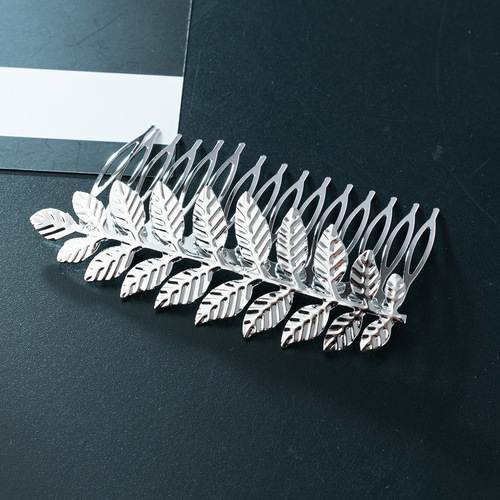 New European and American metal big tree leaf hair comb women's comb hair accessories cross-border simple hair plug factory direct sales 