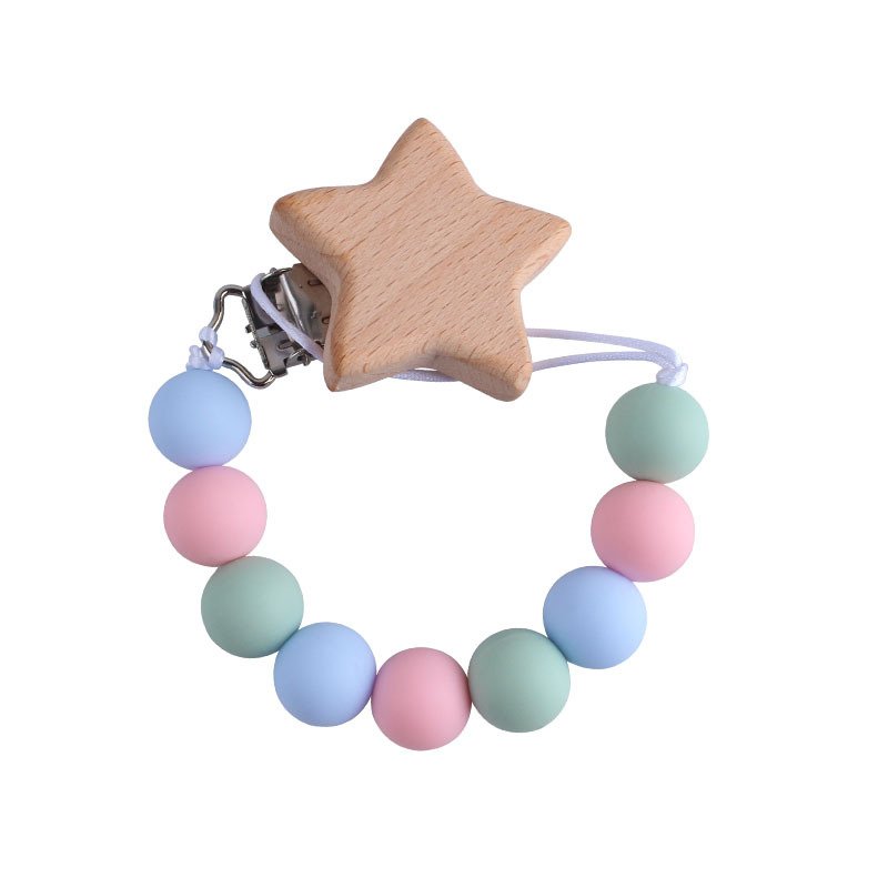 Nueva Haya estrella de cinco puntas chupete clip bebé DIY creativo cadena chupete de silicona de dibujos animados Beech Toy teether