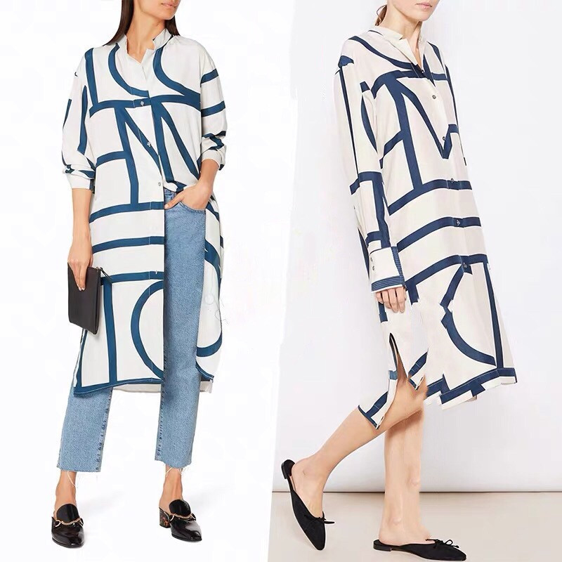 Geometric Silk Dress Nordic Niche Simple Atmospheric Geometric Print Soft Waxy Sandy Silk Dress Geometric Silk Dress Nordic Niche Simple Atmospheric Geometric Print Soft Waxy Sandy Silk Dress