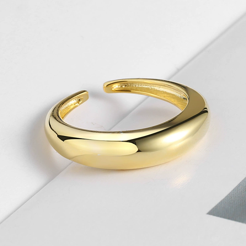 Silver brand minimalistic wavy one size ring, accessory, Korean style