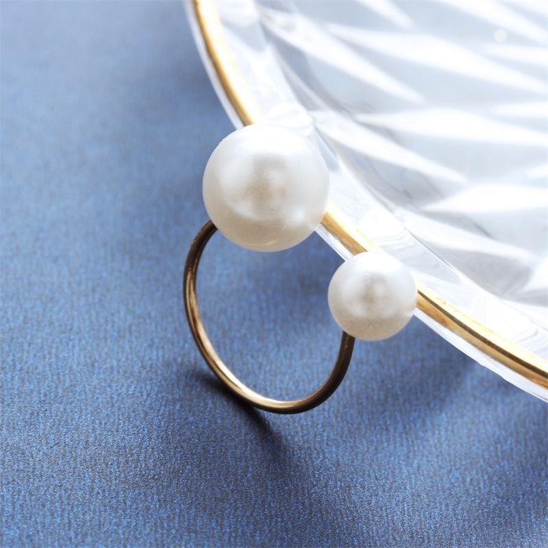 Korea Handmade Elegant Lady Style U-shaped Pearl Opening Adjustable Ring Wholesale Yiwu Suppliers China display picture 3