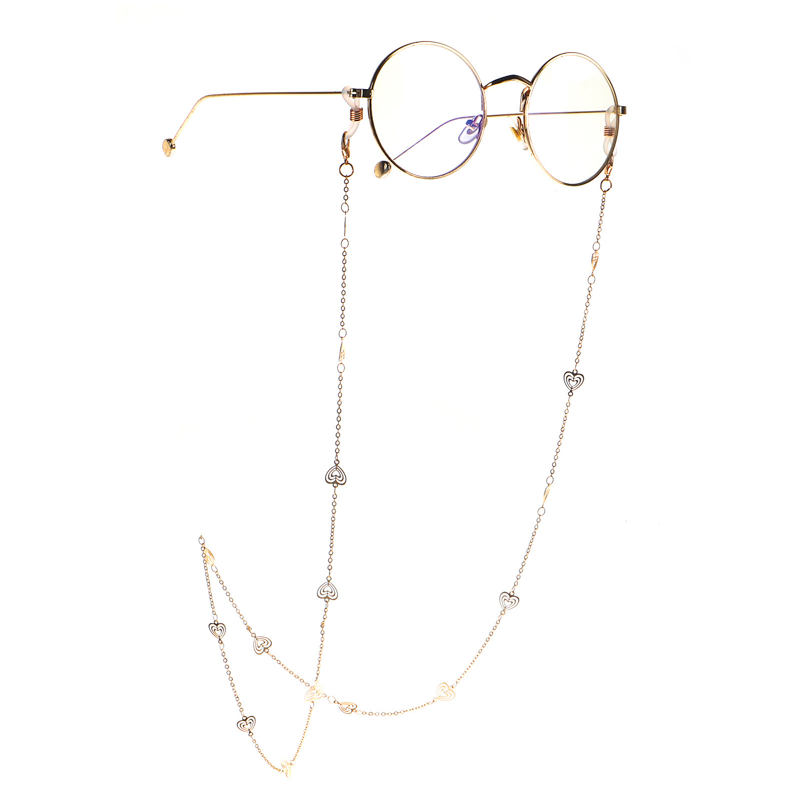 Hot Fashionable Simple Golden Hollow Peach Heart Glasses Chain Chain Glasses Chain Chain Al Por Mayor Nihaojewelry display picture 7