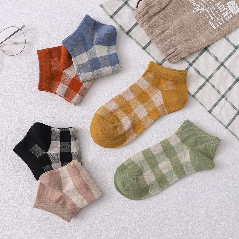 Summer Boat Checkered Socks Ladies Sweet Casual Cotton Socks Low-top Boat Socks Wholesale Nihaojewelry display picture 10