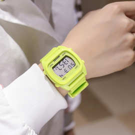 糖果色果冻荧光色电子手表男女学生韩版潮流夜光休闲方形手表