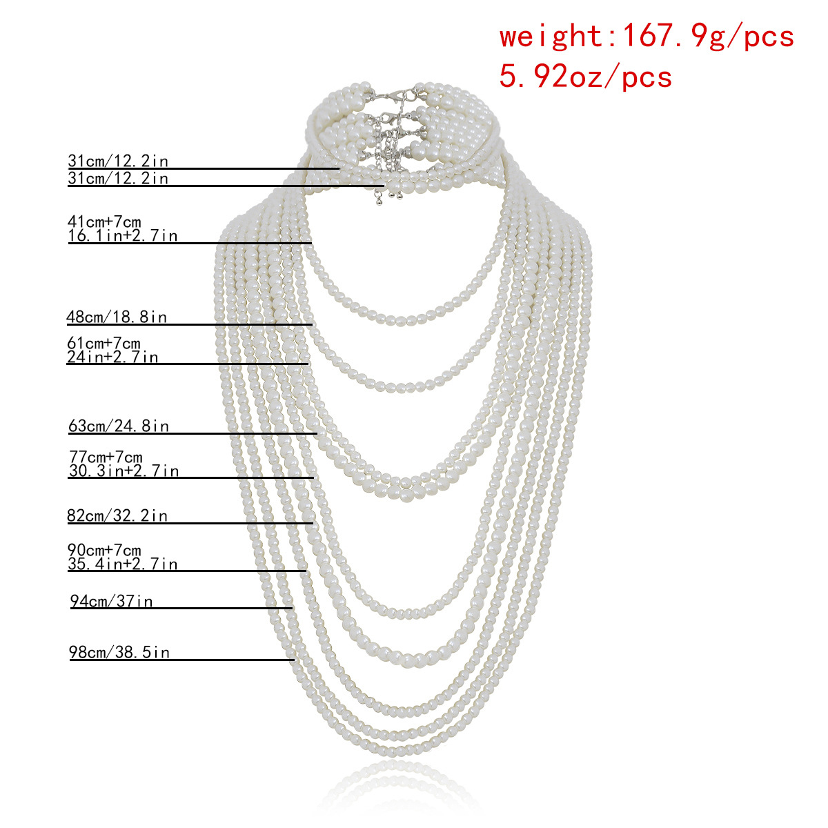 Europäischer Und Amerikanischer Grenz Überschreiten Der Schmuck, Personal Isierte Nachahmung Perlen Quasten Halskette, Weiblicher Übertriebener Anzug, Hand Gefertigte Perlen, Geometrische Halskette display picture 1