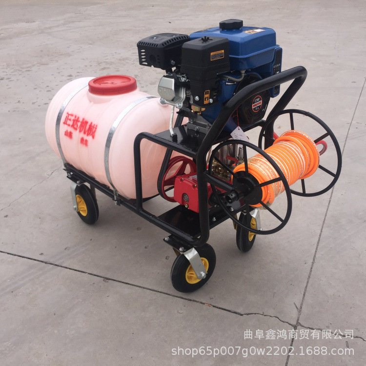 杀菌除虫汽油打药机 高压电动喷雾器视频 汽油自动卷管打药机