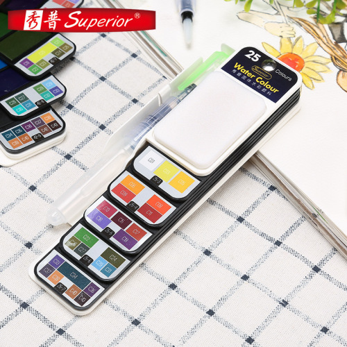 Showu foldable transparent fan-shaped solid watercolor pigment 18 colors 25 colors 33 colors 42 colors solid gouache set batch