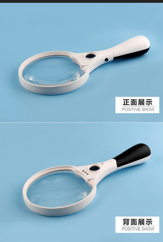 Jinghui manufacturer handheld acrylic magnifying glass with three LED lights for the elderly to read newspapers 605B 606B 607B