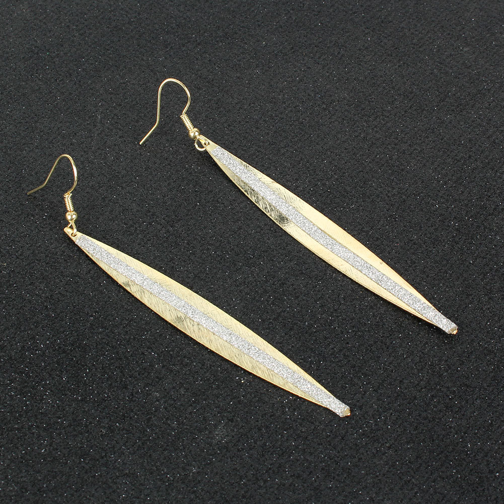 Fashion Willow Leaf Alloy Frosted Earrings Personality Creative Metal Earrings Wholesale Nihaojewelry display picture 3