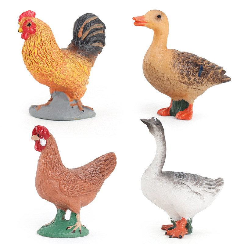 Simulación DE LOS NIÑOS mini pollo pato ganso modelo animal sólido granja aves Gallo ganso decoración juguete