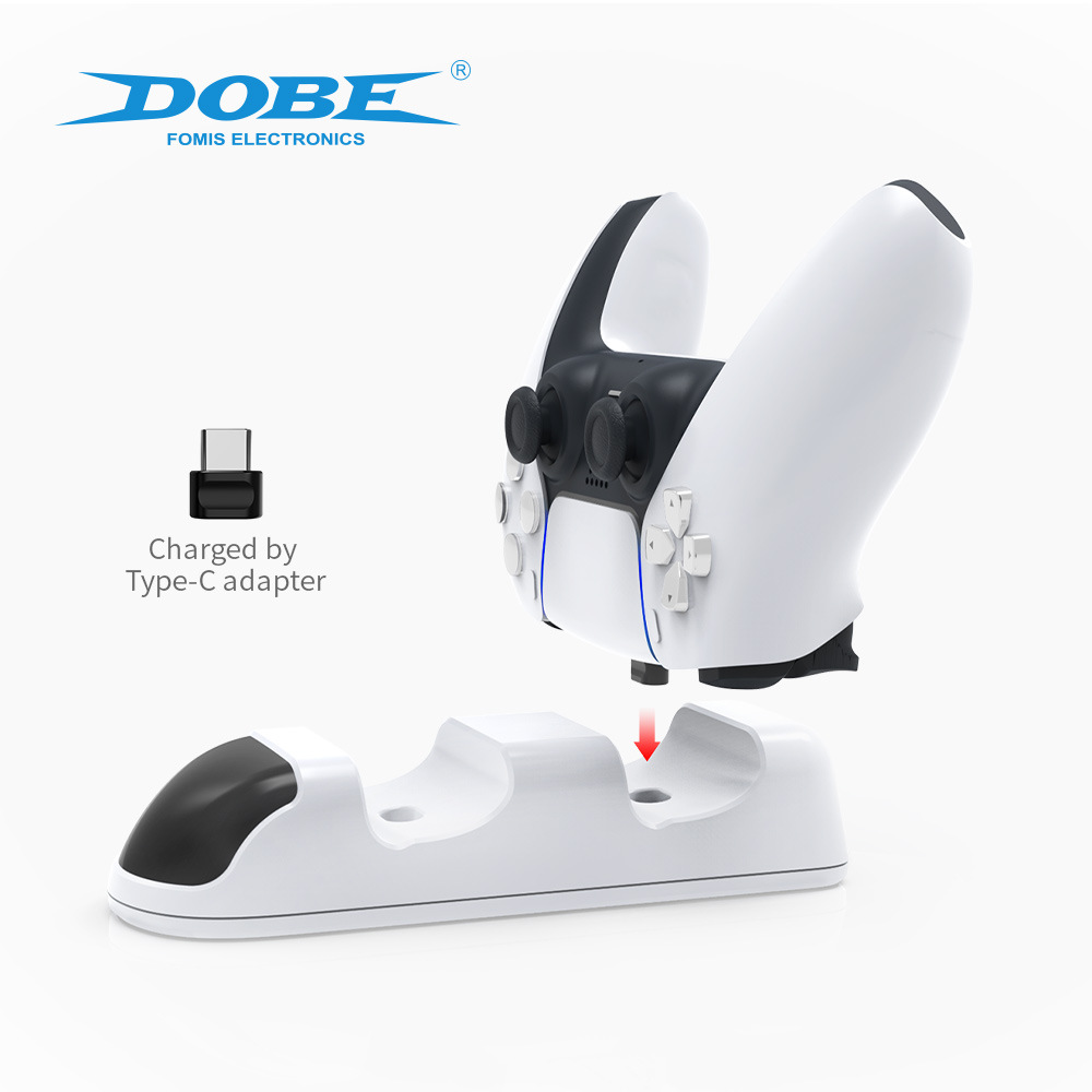 Cargador dual PS5 con TP5-0506B de luz LED Cargador de asiento de mango inalámbrico PS5 P5 con cargador de luz indicadora