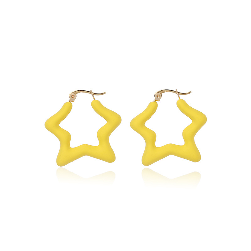 Candy Color Fashion Childlike Star Earring Five-pointed Star Long Resin Earrings Wholesale Nihaojewelry display picture 11
