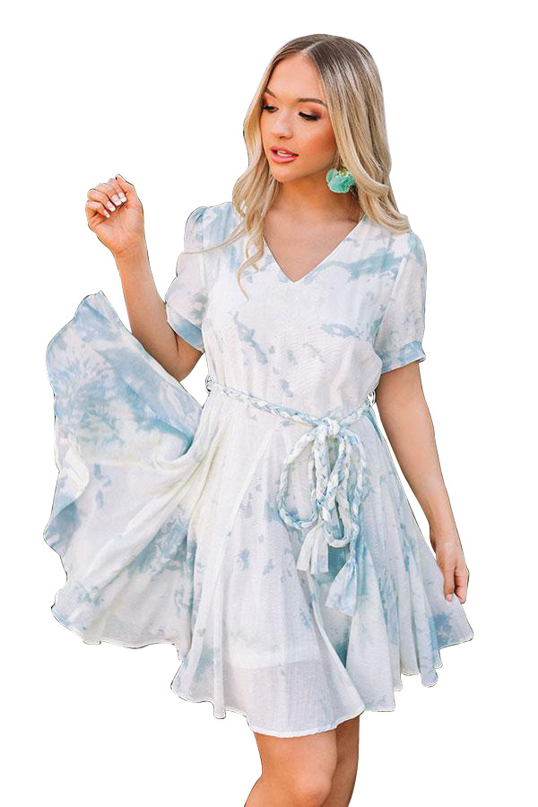 tie-dye short-sleeved loose dress nihaostyles clothing wholesale NSYDY86945