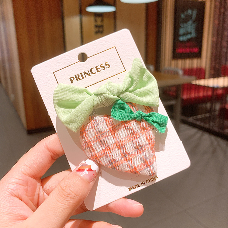 Korean Love Plaid Girls Solid Color Small Bow Children Bb Clip Rubber Band display picture 9