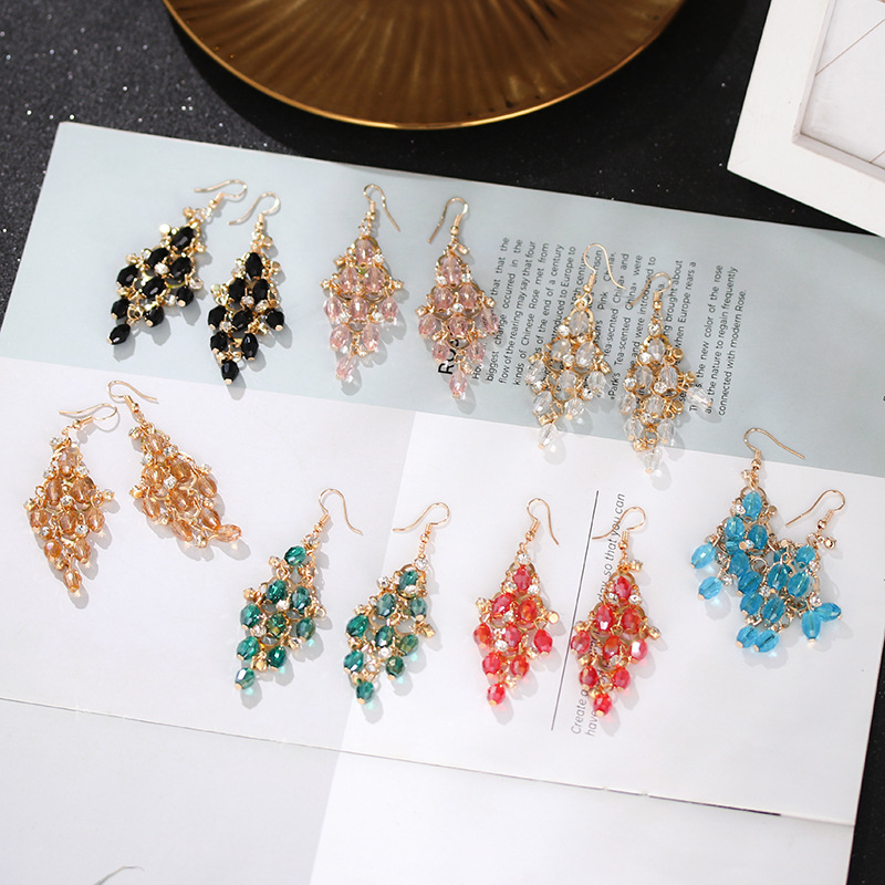 Simple New Multi-layer Hollow Geometric Crystal Earrings Wholesale display picture 1