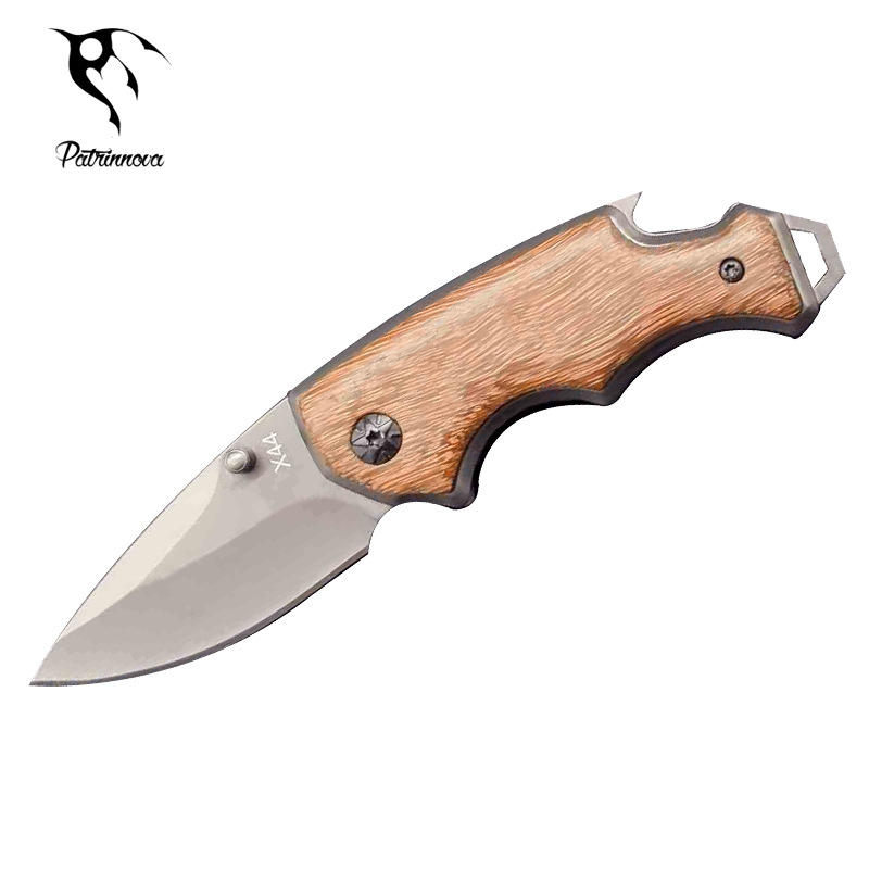 厂家精美小刀户外木柄袖珍刀折叠刀多功能野营刀礼品工具便携折刀|ms