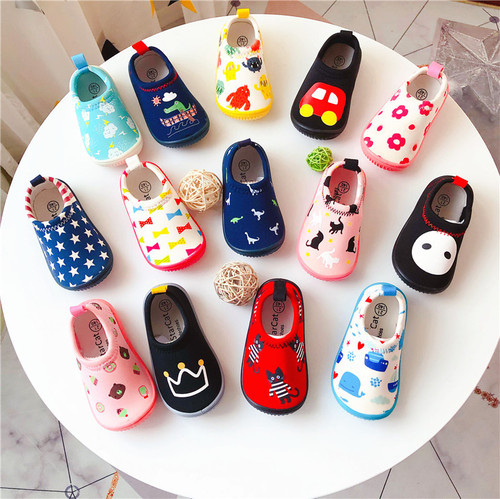 Japanese single spring and autumn new kindergarten baby toddler shoes children's elastic canvas shoes one-legged boys' and girls' shoes