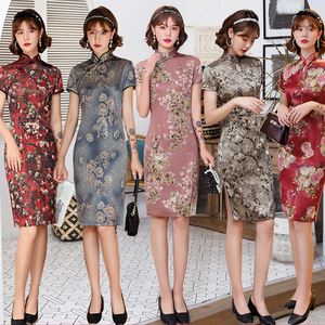 Chinese Dress Qipao for women Season Qipao skirt short dress women&apos;s large size national style show clothing wholesale